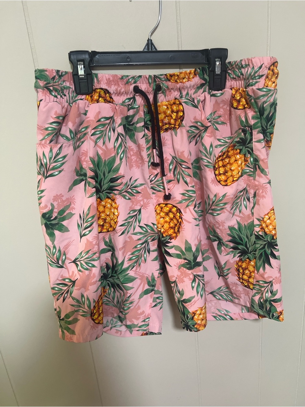 Men's Pink Pineapple Print Swim Trunks